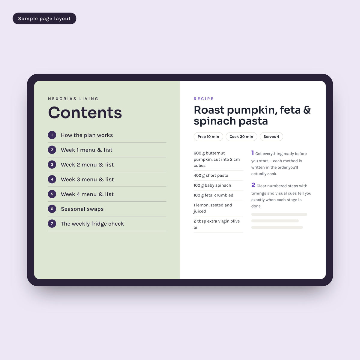 The Low-Waste Month: A 4-Week Seasonal Meal Plan — sample pages
